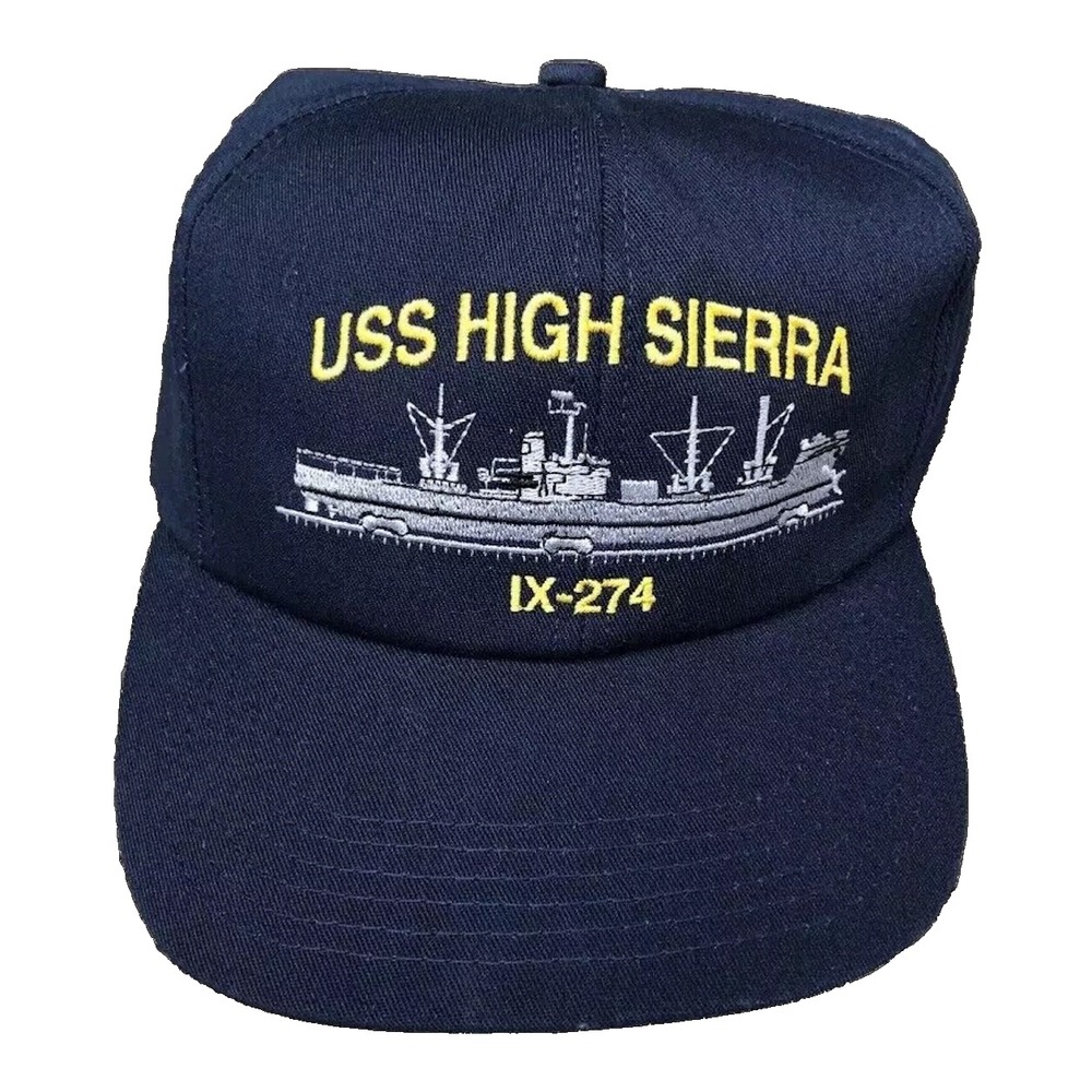 USS High Sierra IX-274 Hat Cap Snapback Navy Blue Vintage Made in USA Legend